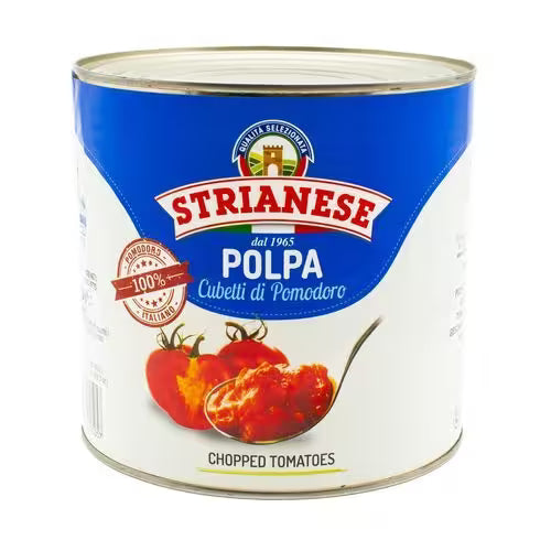 Paradajky lúpané kocky 2,5kg Strianese