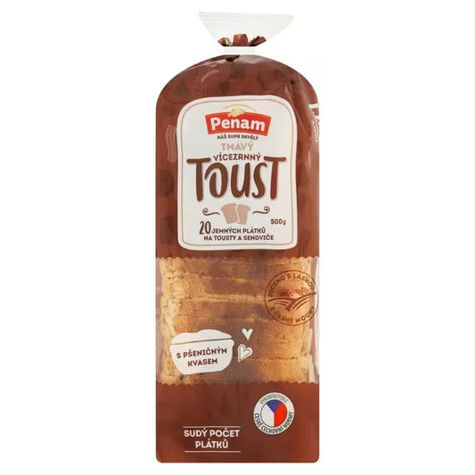 Chlieb toastový tmavý viaczrnný 500g Penam