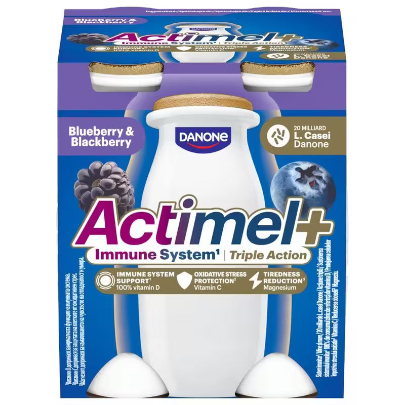 Jogurtový nápoj Actimel Čučoriedka-Černica 4x100g Danone
