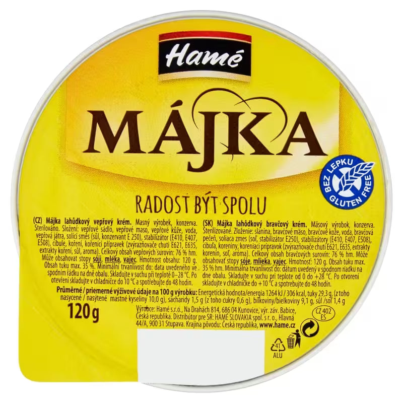 Paštéta Májka Lahôdkový bravčový krém Hamé 120g