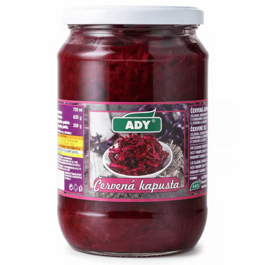 Kapusta červená v sladkokyslom náleve 720ml (620g) Ady